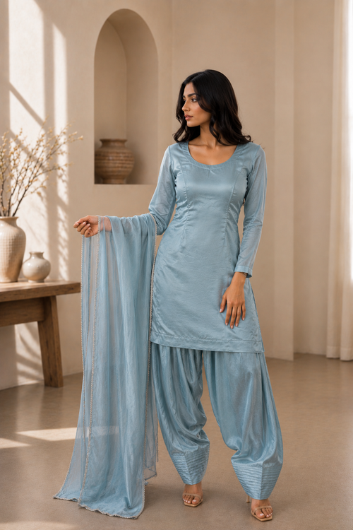 Moonstone Blue Suit – Traditional Salwar front view