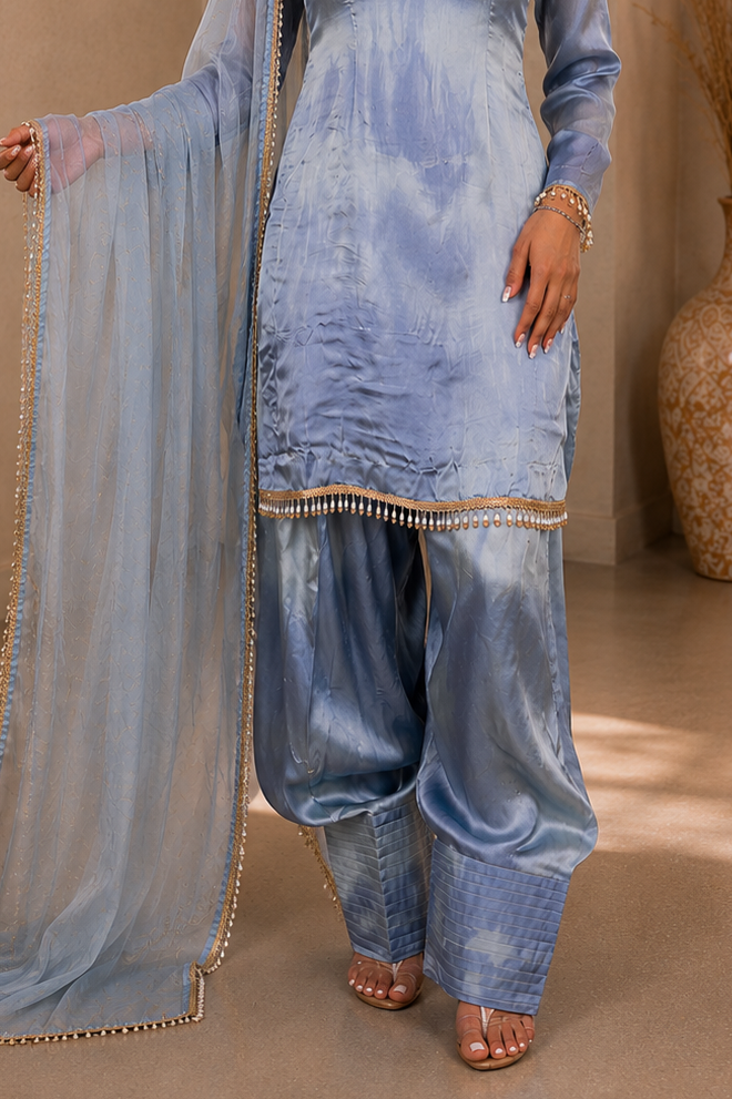 Lunar Tide Blue Suit – Cigarette Salwar with dupatta