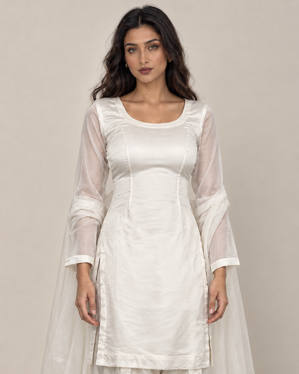 Pearl Afterglow Suit front view with traditional salwar